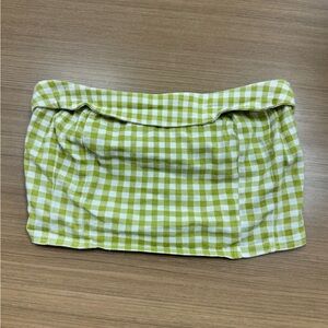 Le Lis Lime Checkered Mini‎ Strapless Top